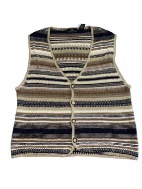 Vintage Structure 90's Striped Knit Button-Up Vest